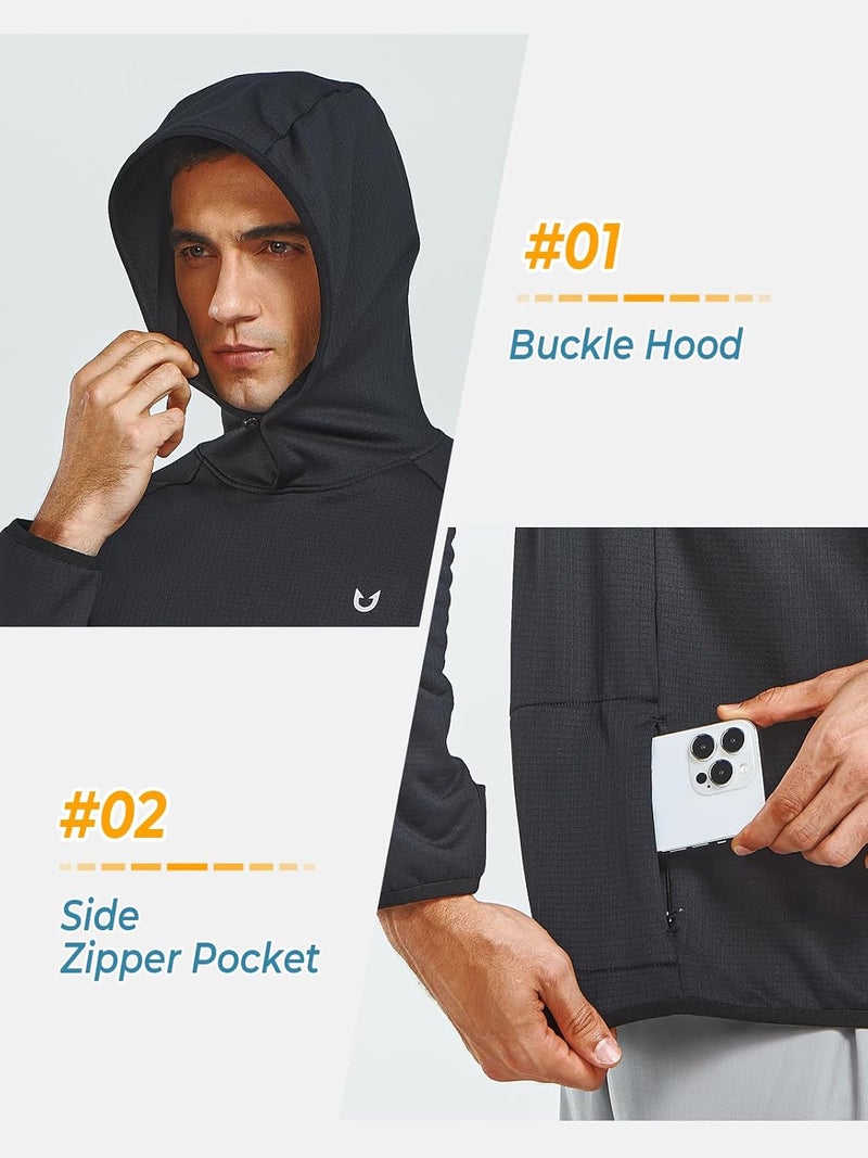 NORTHYARD Men's Running Hoodie Shirts Lightweight Fleece Workout Long Sleeve Sweatshirts Pullover Cold Weather Athletic Gym - Image 4